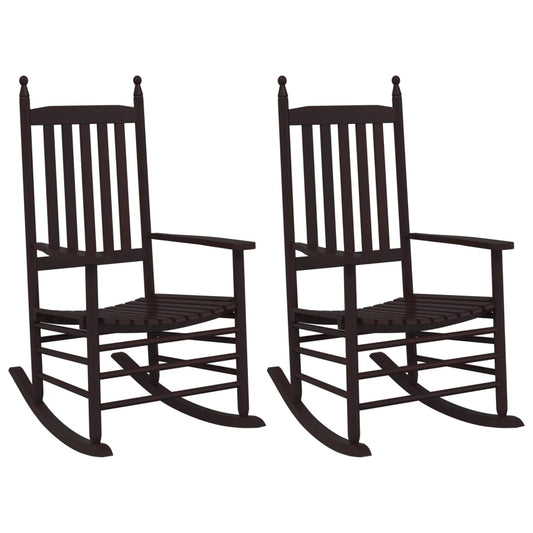 Rocking Chairs with Curved Seats 2 pcs Brown Solid Wood Poplar Rocking Chairs with Curved Seats 2 pcs Brown Solid Wood Poplar