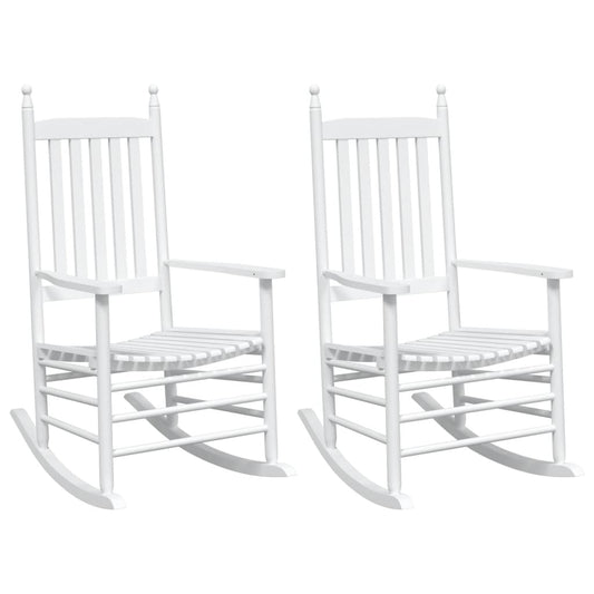 Rocking Chairs with Curved Seats 2 pcs White Solid Wood Fir Rocking Chairs with Curved Seats 2 pcs White Solid Wood Fir
