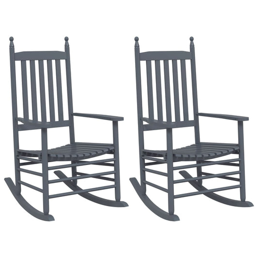 Rocking Chairs with Curved Seats 2 pcs Grey Solid Wood Poplar Rocking Chairs with Curved Seats 2 pcs Grey Solid Wood Poplar