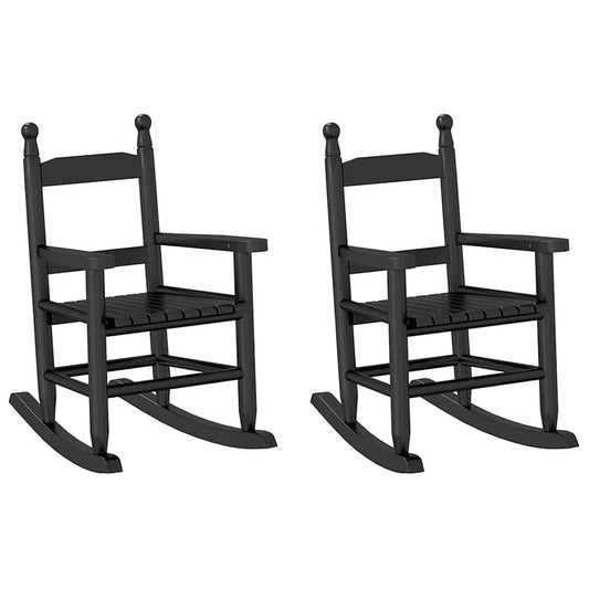 Rocking Chairs for Children 2 pcs Black Solid Wood Poplar Rocking Chairs for Children 2 pcs Black Solid Wood Poplar