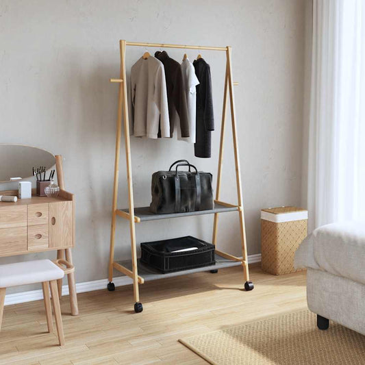 Clothes Rack with Shelves and Wheels 96x45.5x155.5 cm Bamboo Clothes Rack with Shelves and Wheels 96x45.5x155.5 cm Bamboo