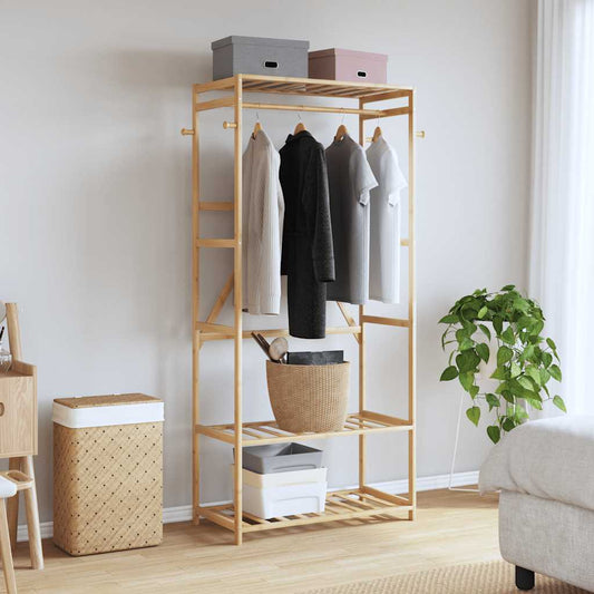 Clothes Rack with Shelves 80x40x175 cm Bamboo Clothes Rack with Shelves 80x40x175 cm Bamboo