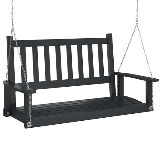 Garden Swing Bench with Metal Chains Black Solid Wood Fir Garden Swing Bench with Metal Chains Black Solid Wood Fir