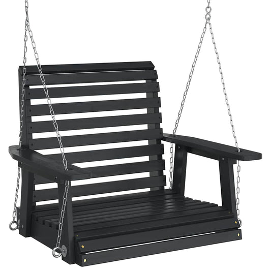 Garden Swing Chair with Metal Chains Black Solid Wood Fir Garden Swing Chair with Metal Chains Black Solid Wood Fir