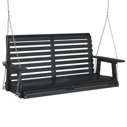 Garden Swing Bench with Metal Chains Black Solid Wood Fir Garden Swing Bench with Metal Chains Black Solid Wood Fir