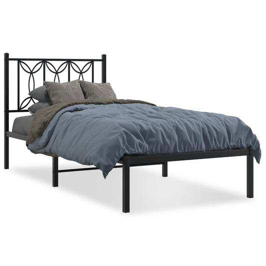 Metal Bed Frame without Mattress with Headboard Black 80x200cm Metal Bed Frame without Mattress with Headboard Black 80x200cm