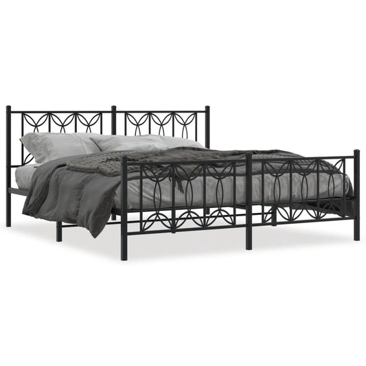 Metal Bed Frame without Mattress with Footboard Black 183x213cm Metal Bed Frame without Mattress with Footboard Black 183x213cm