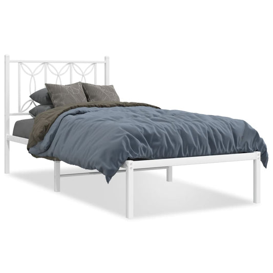 Metal Bed Frame without Mattress with Headboard White 80x200cm Metal Bed Frame without Mattress with Headboard White 80x200cm