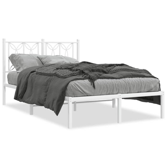 Metal Bed Frame without Mattress with Headboard White 120x190cm Metal Bed Frame without Mattress with Headboard White 120x190cm