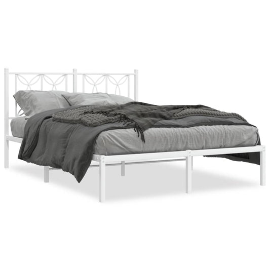 Metal Bed Frame without Mattress with Headboard White 140x200cm Metal Bed Frame without Mattress with Headboard White 140x200cm