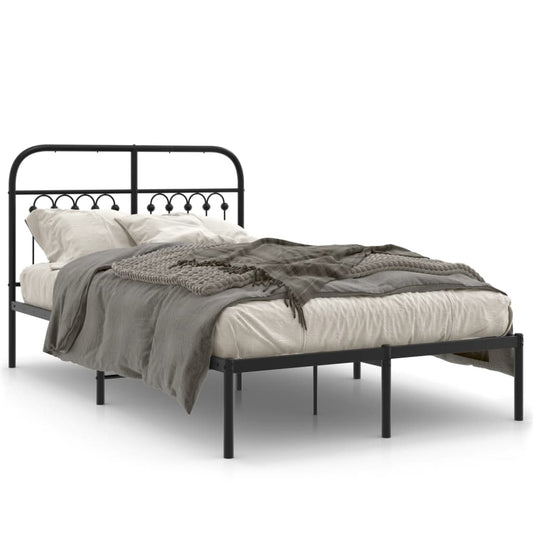 Metal Bed Frame without Mattress with Headboard Black 120x200cm Metal Bed Frame without Mattress with Headboard Black 120x200cm