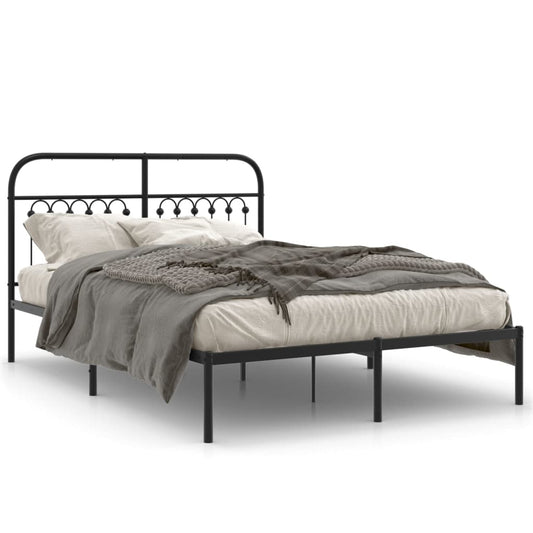 Metal Bed Frame without Mattress with Headboard Black 140x190cm Metal Bed Frame without Mattress with Headboard Black 140x190cm