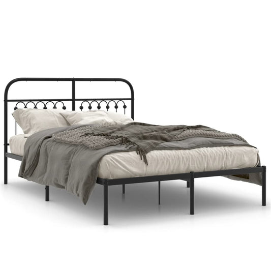 Metal Bed Frame without Mattress with Headboard Black 140x200cm Metal Bed Frame without Mattress with Headboard Black 140x200cm