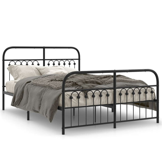Metal Bed Frame without Mattress with Footboard Black 137x190cm Metal Bed Frame without Mattress with Footboard Black 137x190cm