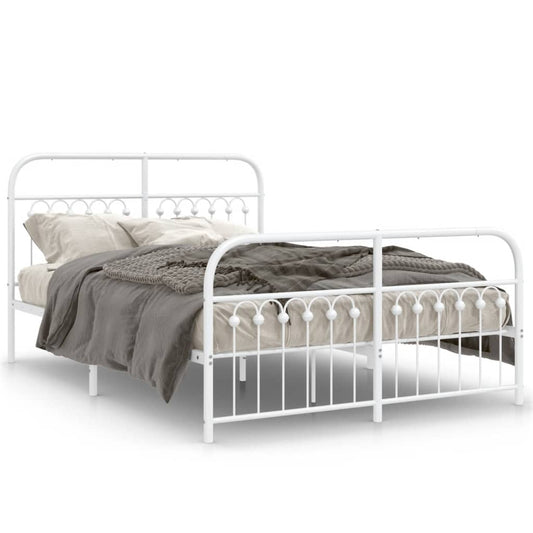 Metal Bed Frame without Mattress with Footboard White 140x200cm Metal Bed Frame without Mattress with Footboard White 140x200cm