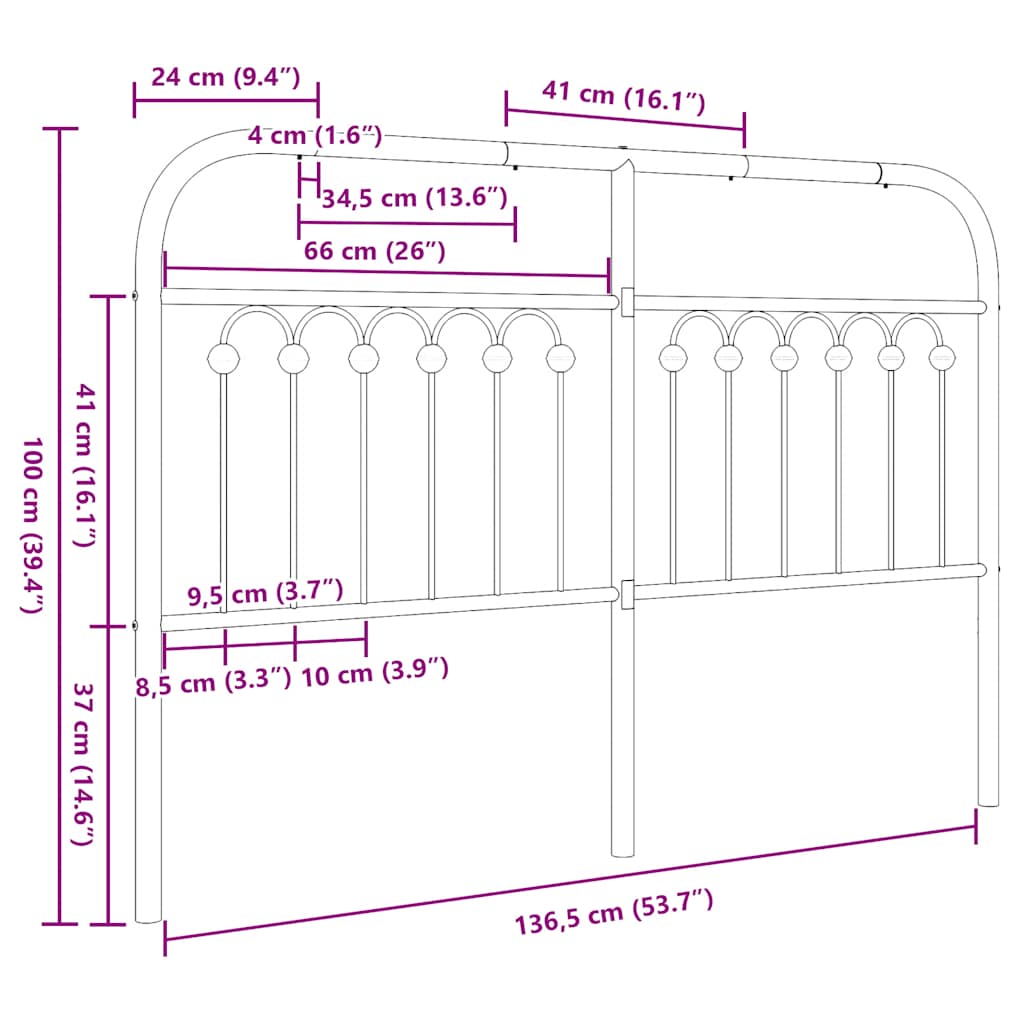 Metal Replace Headboard White 135 cm