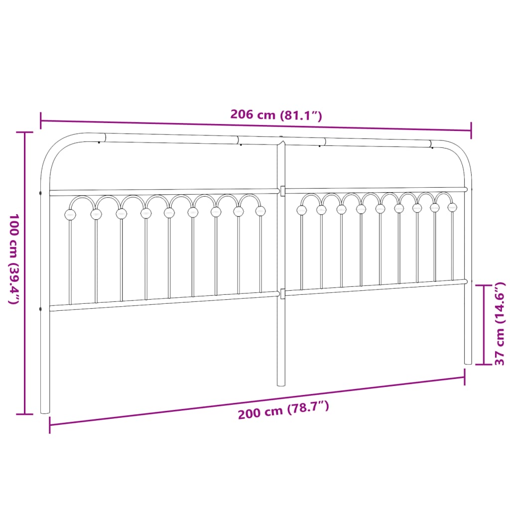 Metal Replace Headboard White 200 cm