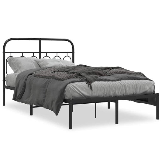 Metal Bed Frame without Mattress with Headboard Black 120x200cm Metal Bed Frame without Mattress with Headboard Black 120x200cm