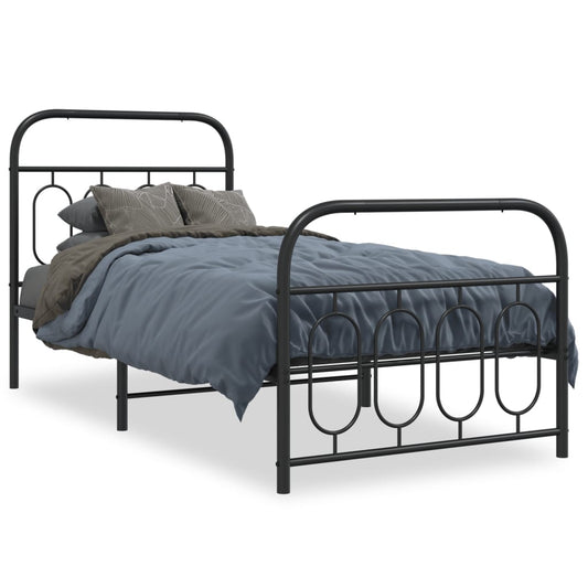 Metal Bed Frame without Mattress with Footboard Black 80x200cm Metal Bed Frame without Mattress with Footboard Black 80x200cm