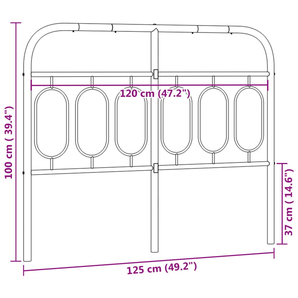 Metal Replace Headboard Black 120 cm