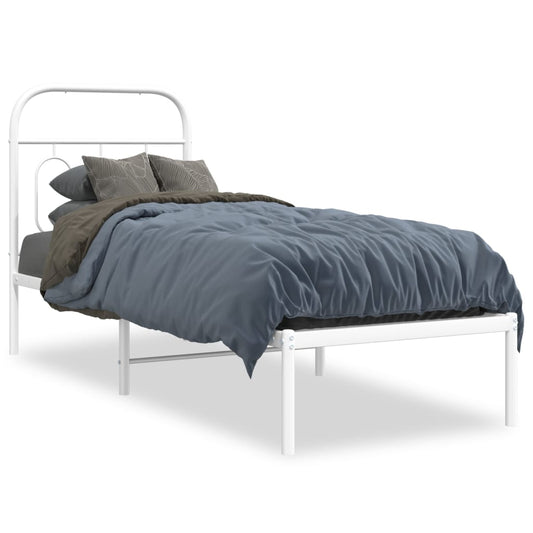Metal Bed Frame without Mattress with Headboard White 75x190cm Metal Bed Frame without Mattress with Headboard White 75x190cm