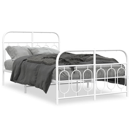 Metal Bed Frame without Mattress with Footboard White 120x190cm Metal Bed Frame without Mattress with Footboard White 120x190cm