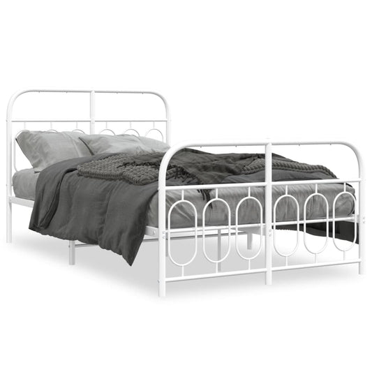 Metal Bed Frame without Mattress with Footboard White 120x200cm Metal Bed Frame without Mattress with Footboard White 120x200cm