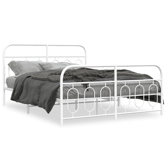 Metal Bed Frame without Mattress with Footboard White 140x190cm Metal Bed Frame without Mattress with Footboard White 140x190cm