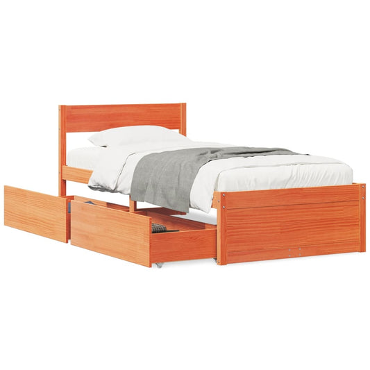 Bed Frame without Mattress Wax Brown 90x200 cm Solid Wood Pine Bed Frame without Mattress Wax Brown 90x200 cm Solid Wood Pine