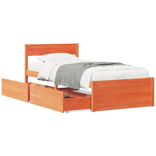 Bed Frame without Mattress Wax Brown 90x190 cm Single Solid Wood Pine Bed Frame without Mattress Wax Brown 90x190 cm Single Solid Wood Pine