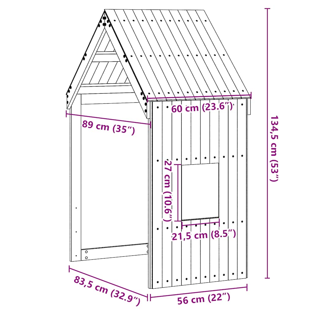 Kids'Bed Roof 60x89x134,5 cm Solid Wood Pine