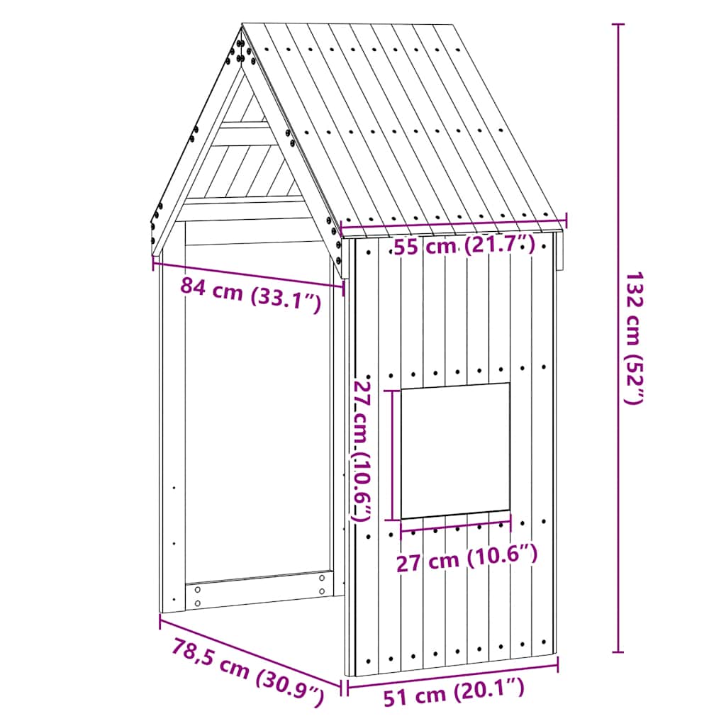 Kids'Bed Roof 55x84x132 cm Solid Wood Pine