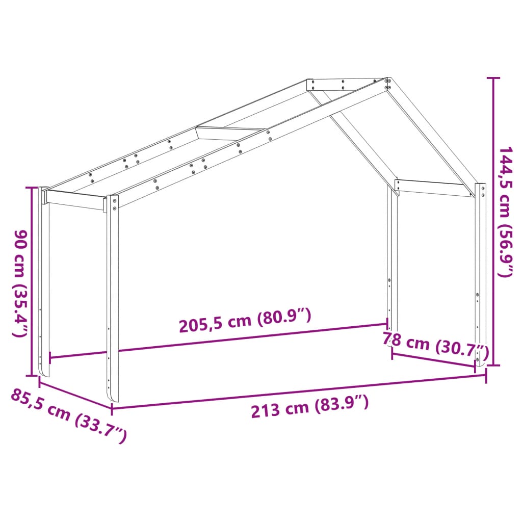 Kids'Bed Roof 213x85,5x144,5 cm Solid Wood Pine