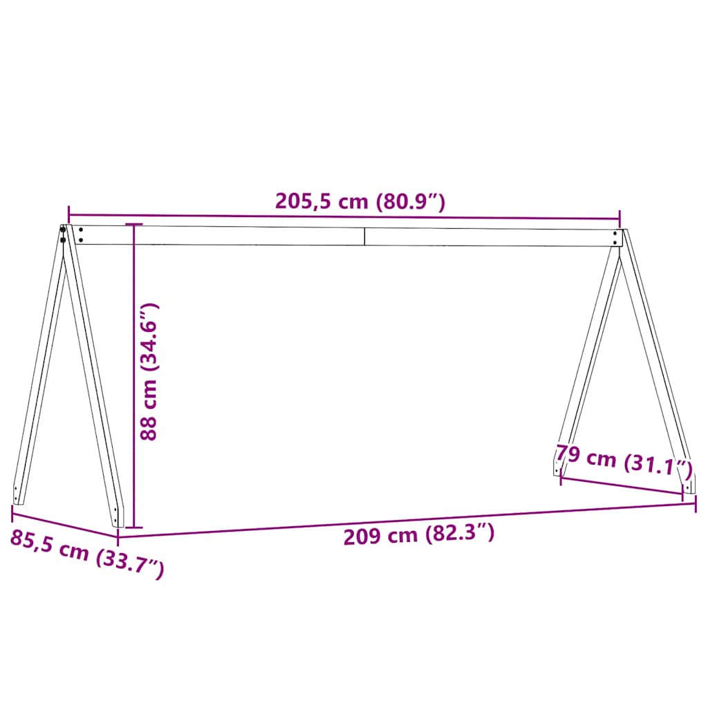 Kids' Bed Roof White 209x85.5x88 cm Solid Wood Pine