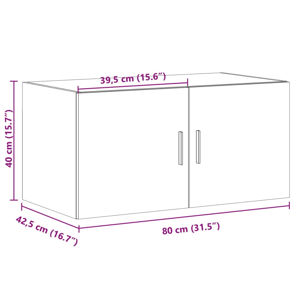 Wall Cabinet Smoked Oak 80x42,5x40 cm Engineered Wood