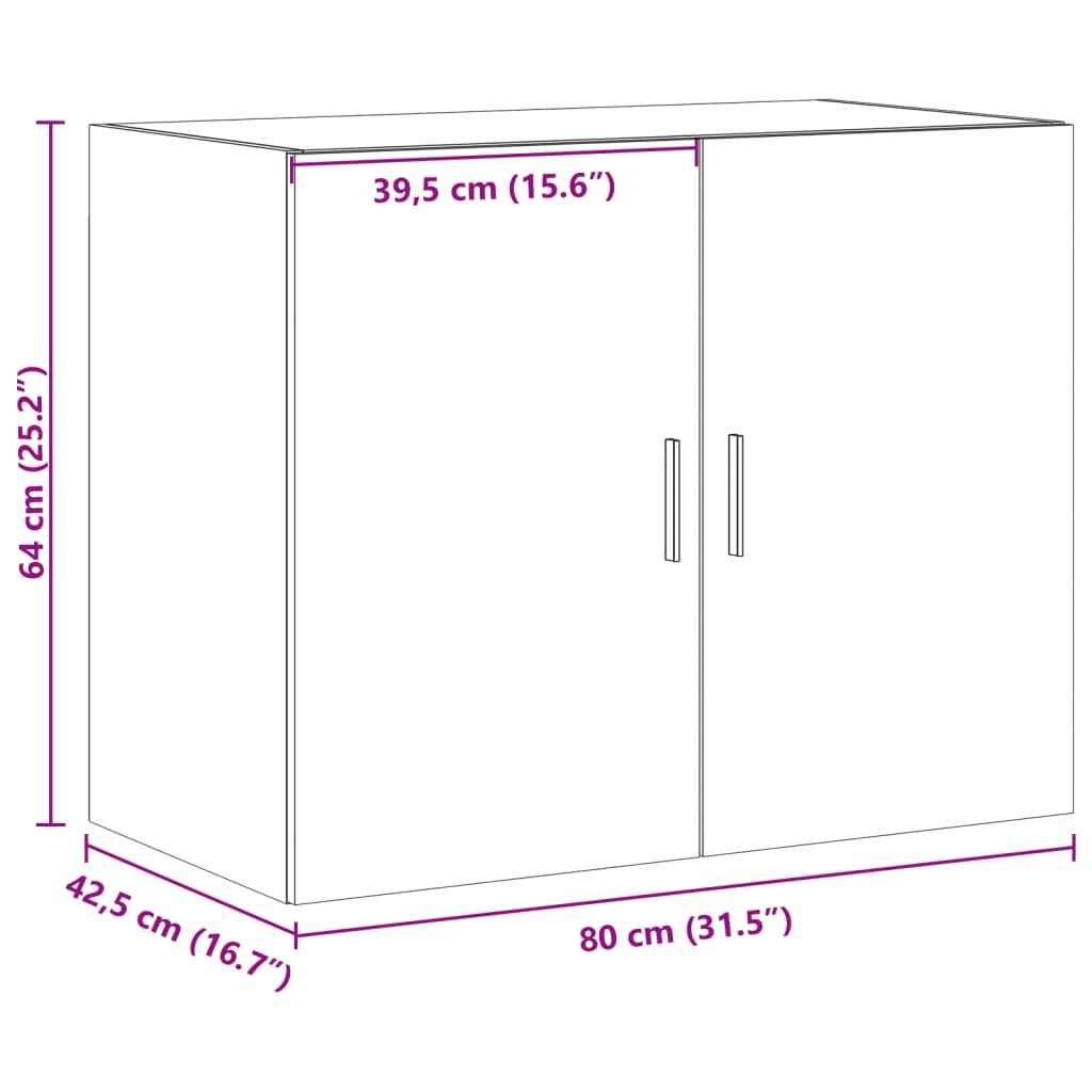 Wall Cabinet Smoked Oak 80x42,5x64 cm Engineered Wood