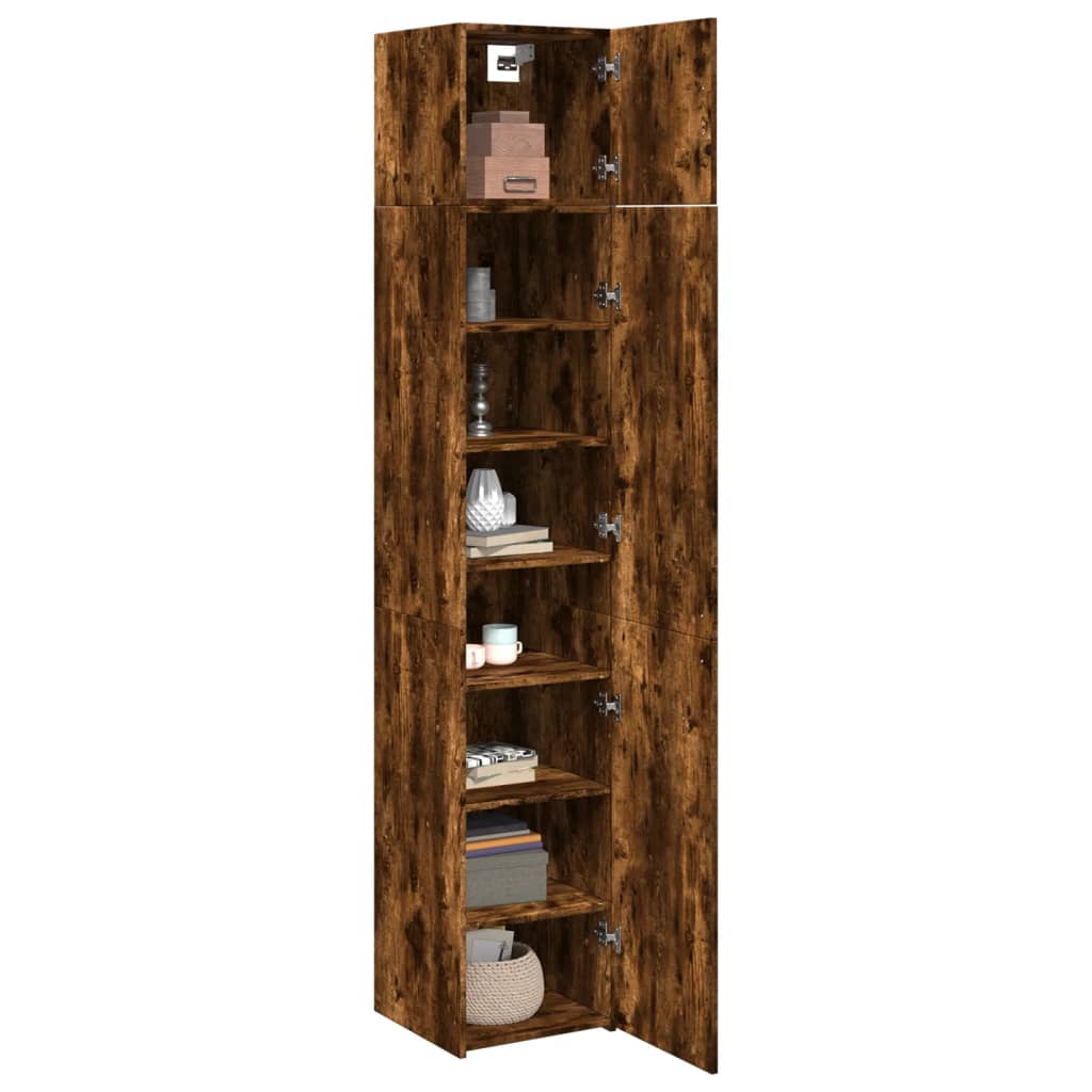 Slim Storage Cabinet Smoked Oak 40x42,5x225 cm Engineered Wood