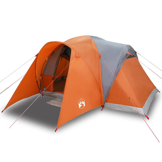 Family Tent Dome 6-Person Grey and Orange Waterproof Family Tent Dome 6-Person Grey and Orange Waterproof