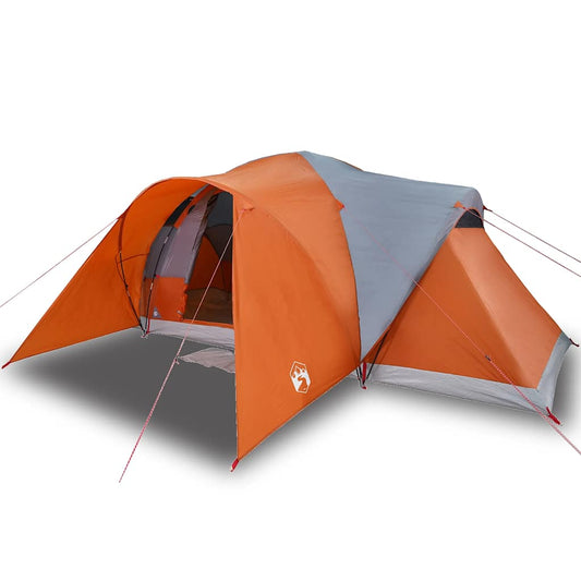 Family Tent Dome 6-Person Grey and Orange Waterproof Family Tent Dome 6-Person Grey and Orange Waterproof