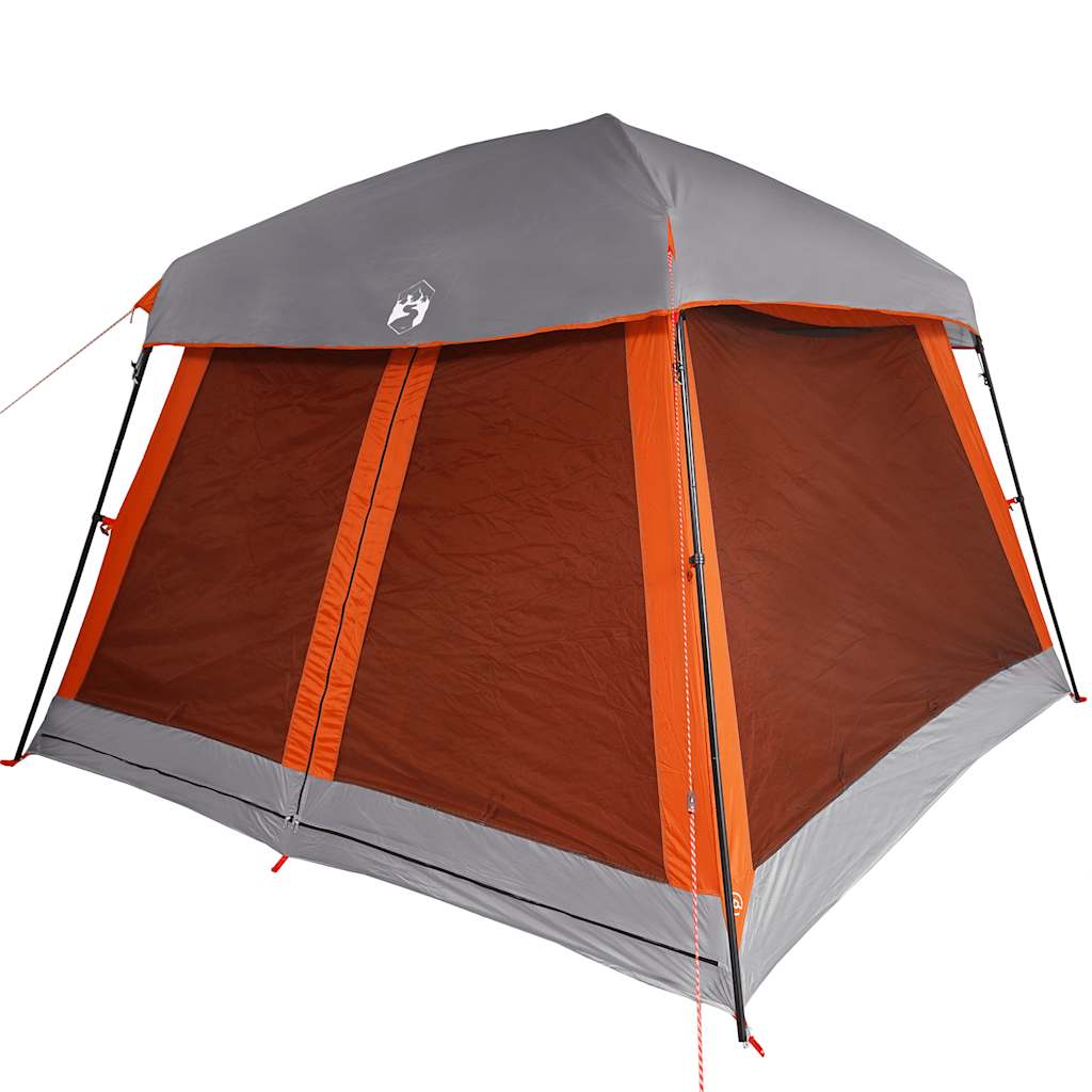 Family Tent Cabin 6-Person Grey and Orange Waterproof