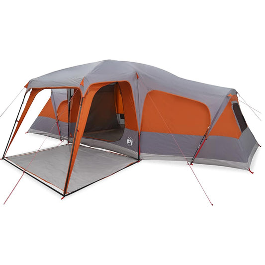 Family Tent with Porch Dome 9-Person Grey and Orange Waterproof Family Tent with Porch Dome 9-Person Grey and Orange Waterproof