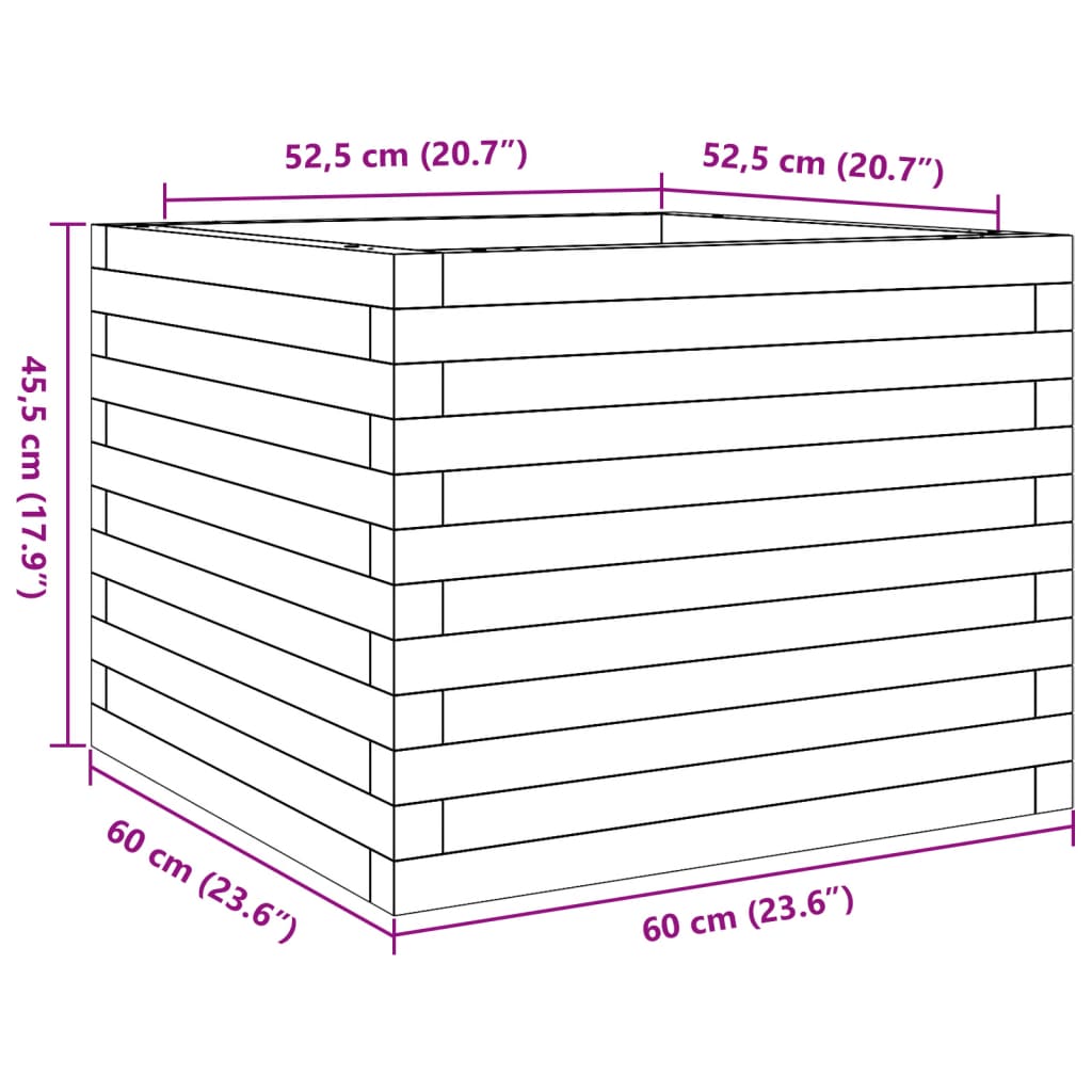 Garden Planter White 60x60x45,5 cm Solid Wood Pine