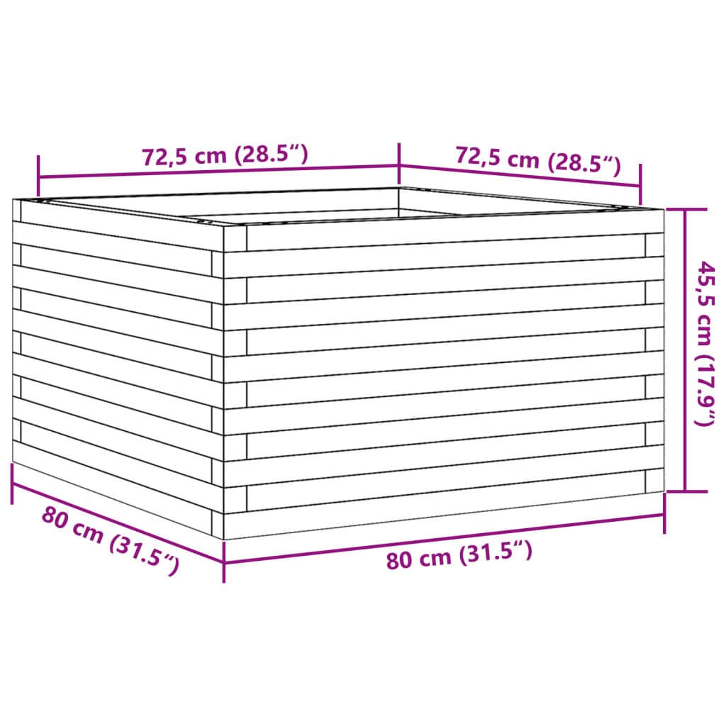 Garden Planter 80x80x45,5 cm Solid Wood Douglas