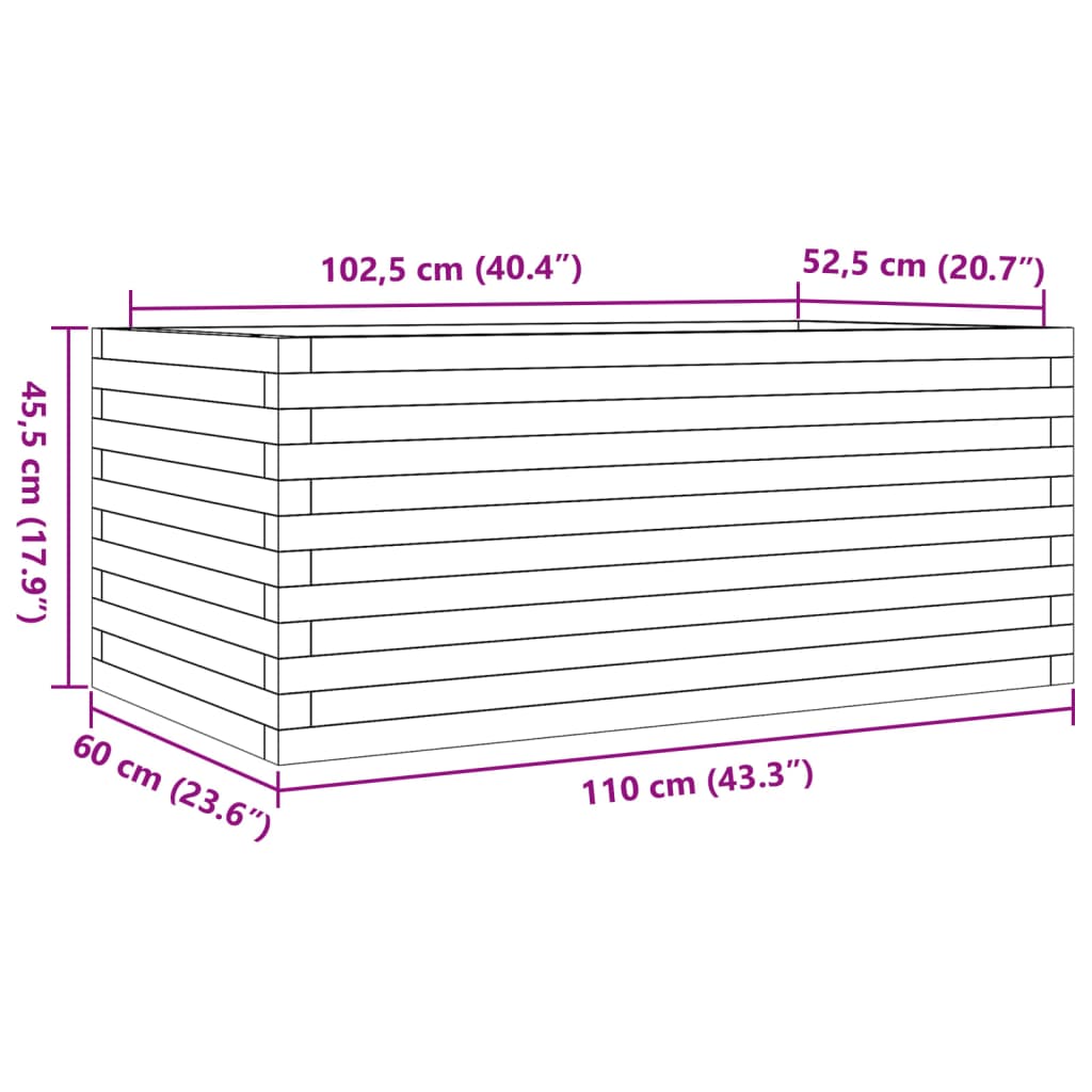 Garden Planter White 110x60x45,5 cm Solid Wood Pine
