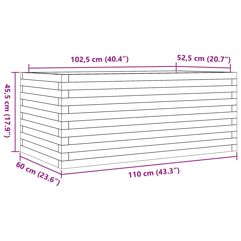 Garden Planter Wax Brown 110x60x45,5 cm Solid Wood Pine
