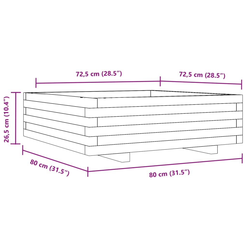 Garden Planter 80x80x26,5 cm Impregnated Wood Pine