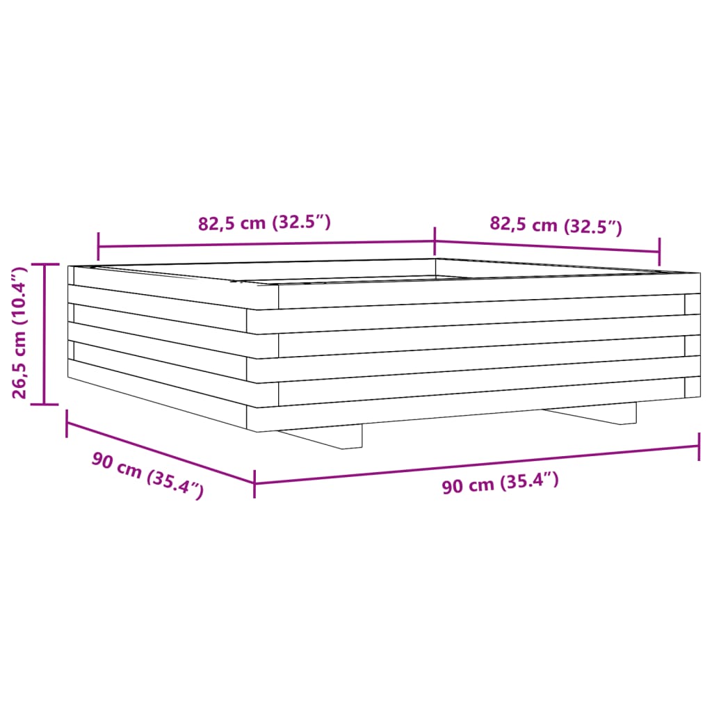 Garden Planter 90x90x26,5 cm Solid Wood Douglas
