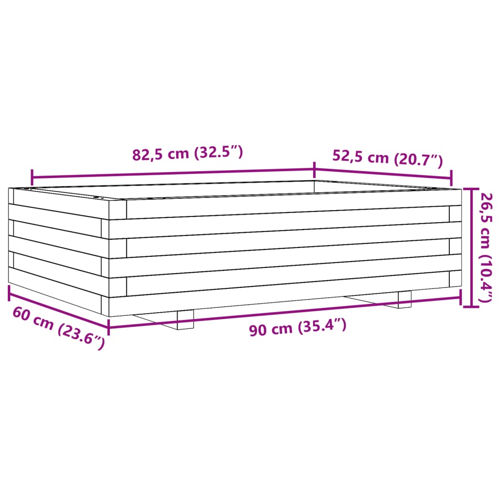 Garden Planter Wax Brown 90x60x26,5 cm Solid Wood Pine