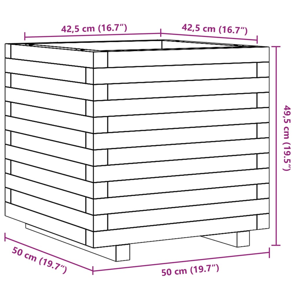 Garden Planter Wax Brown 50x50x49,5 cm Solid Wood Pine