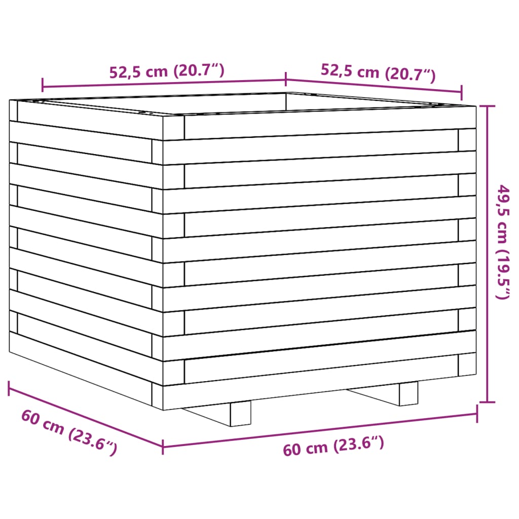 Garden Planter 60x60x49,5 cm Solid Wood Pine